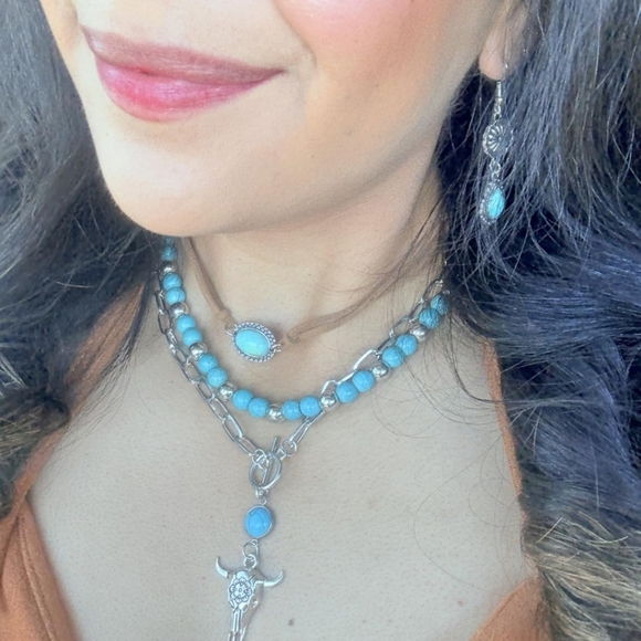 15 PCs Western Concho Belt Cowgirl Necklace, Dangle Earrings Rins Jewelry set - Picture 4 of 8